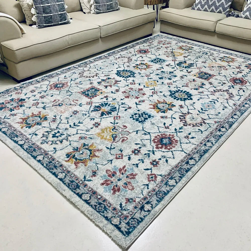 Vyron Distressed Design Cream Multicolour Carpet (Runner)