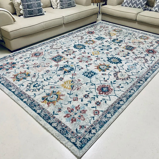 Vyron Distressed Design Cream Multicolour Carpet (Runner)