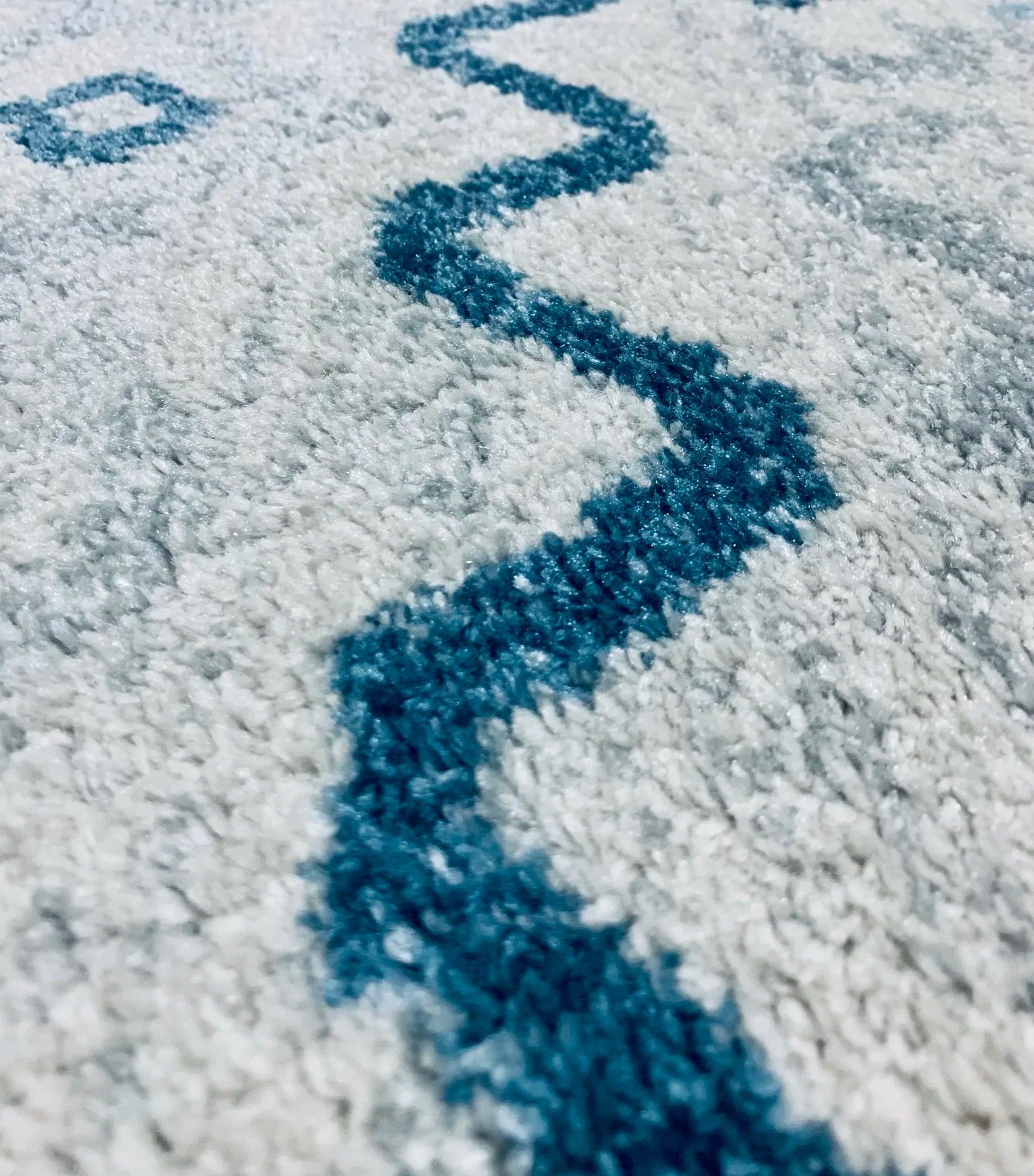Agia Cream Blue Distressed Design Carpet (Runner)