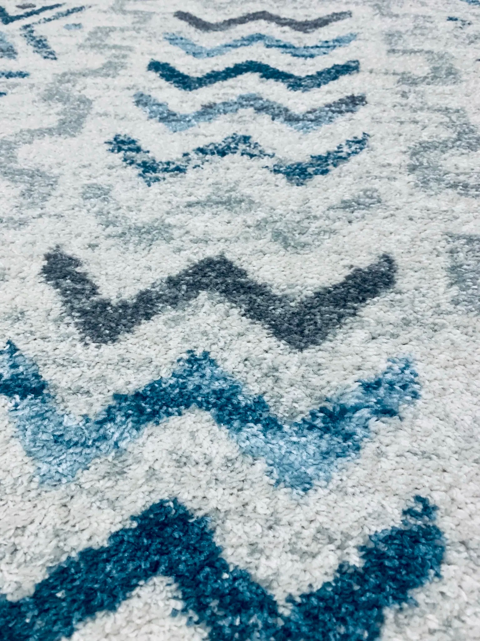 Agia Cream Blue Distressed Design Carpet (Runner)