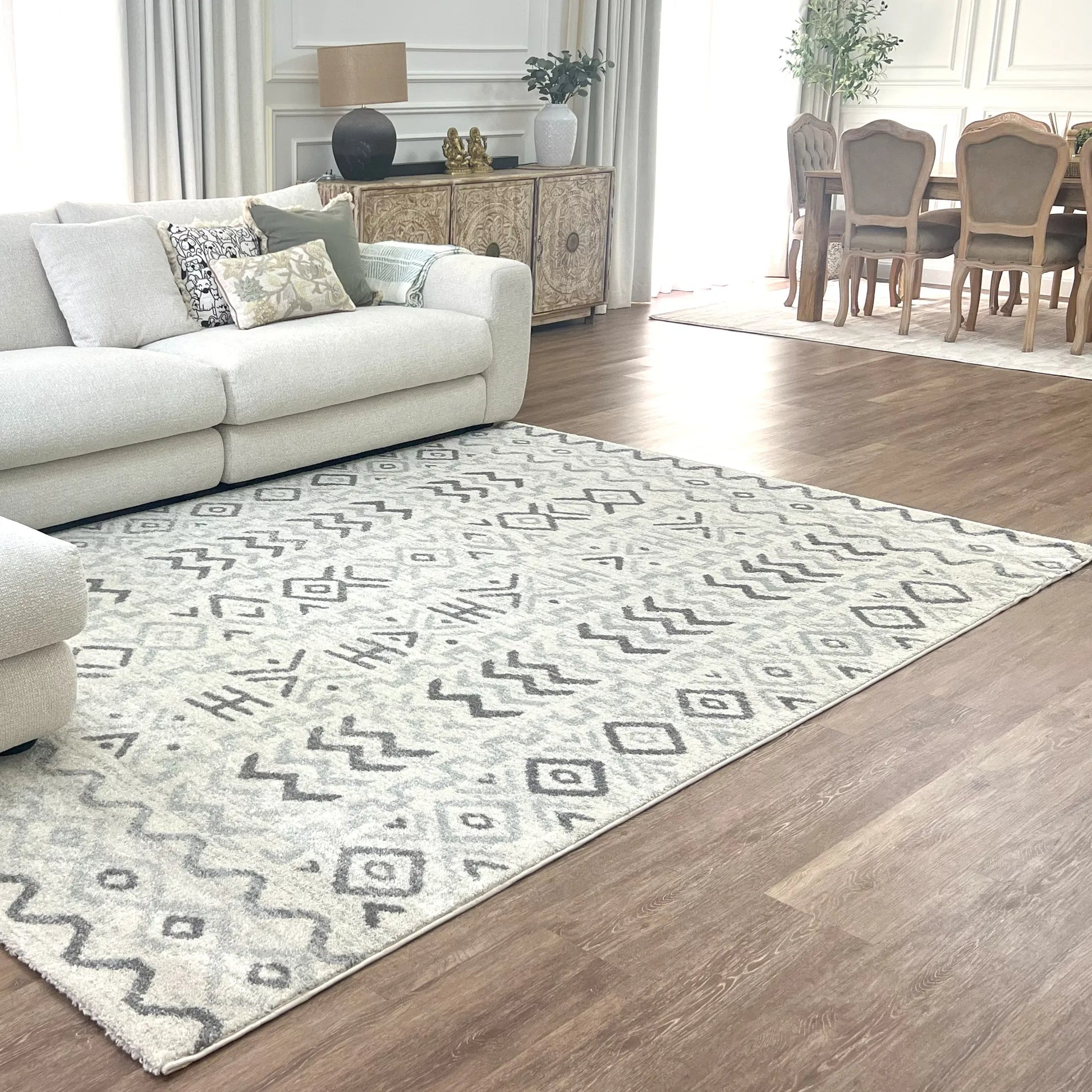 Galatsi Cream Grey Distressed Design Carpet (Rectangle)