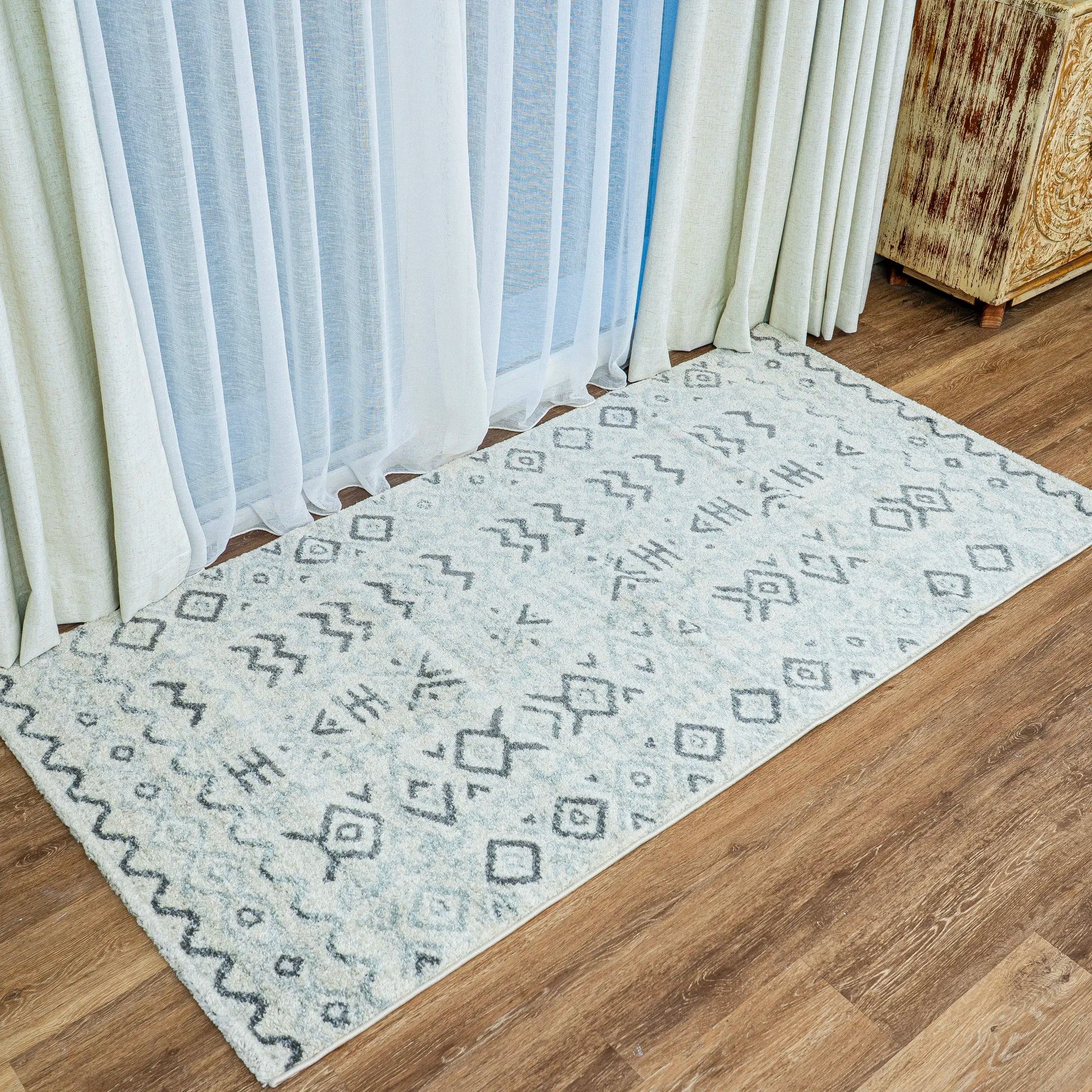 Galatsi Cream Grey Distressed Design Carpet (Runner)
