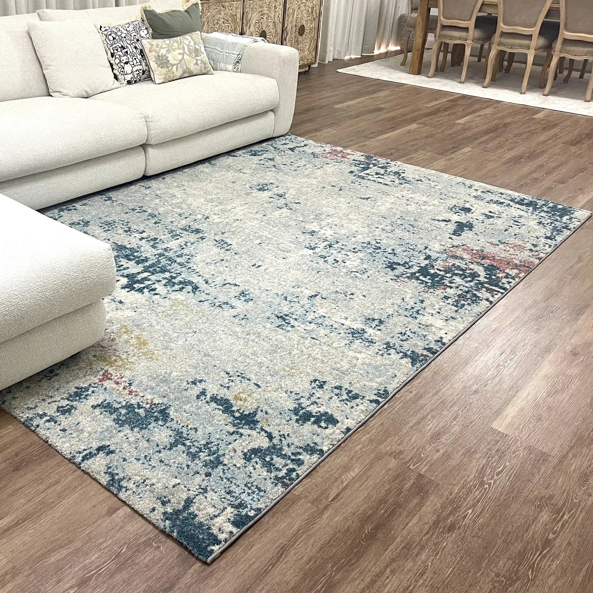 Serres Cream Multi-colour Distressed Design Carpet (Runner)