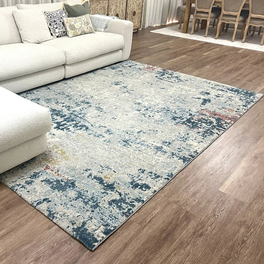 Serres Cream Multi-colour Distressed Design Carpet (Rectangle)