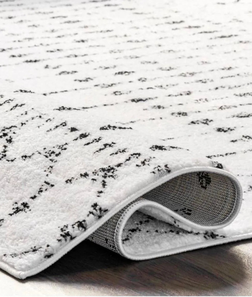 Rodos Cream Black Distressed Design Carpet (Rectangle)