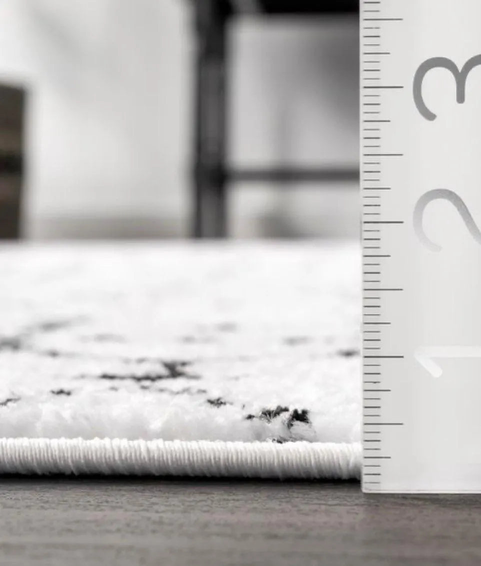 Rodos Cream Black Distressed Design Carpet (Runner)