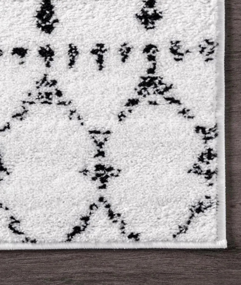 Rodos Cream Black Distressed Design Carpet (Rectangle)