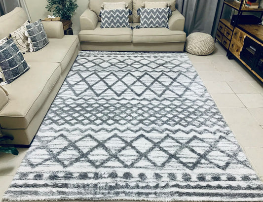 Fes White Grey Carpet (Rectangle)