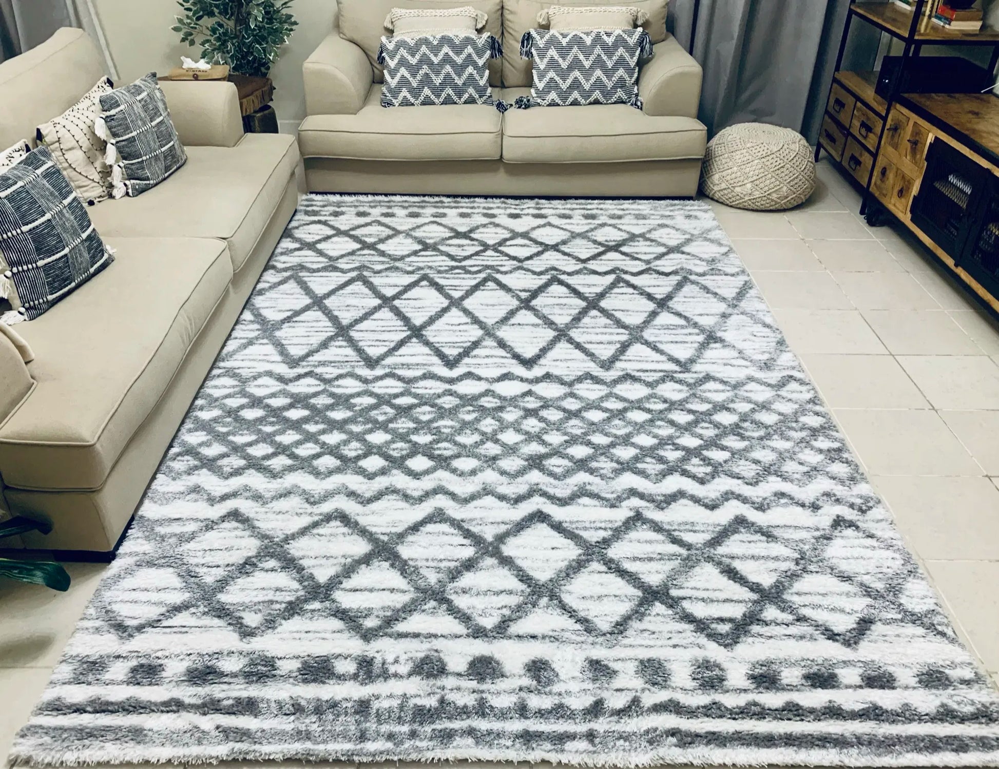 Fes White Grey Carpet (Runner)