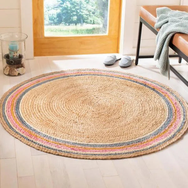 Elassona Beige, Multi-Coloured Carpet (Round)