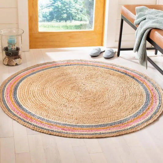 Elassona Beige, Multi-Coloured Carpet (Round)