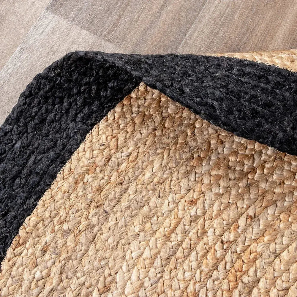 Porto Natural Beige, Black Carpet-(Round)