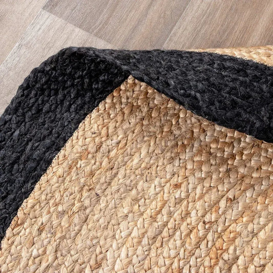 Porto Natural Beige, Black Carpet-(Round)