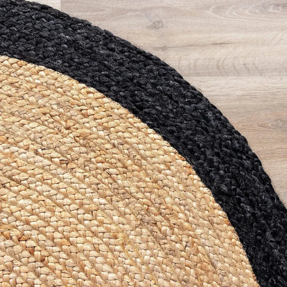 Porto Natural Beige, Black Carpet-(Round)