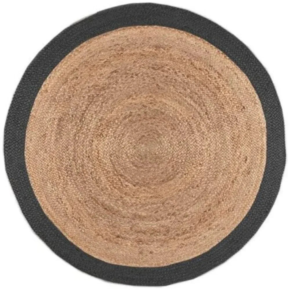 Porto Natural Beige, Black Carpet-(Round)