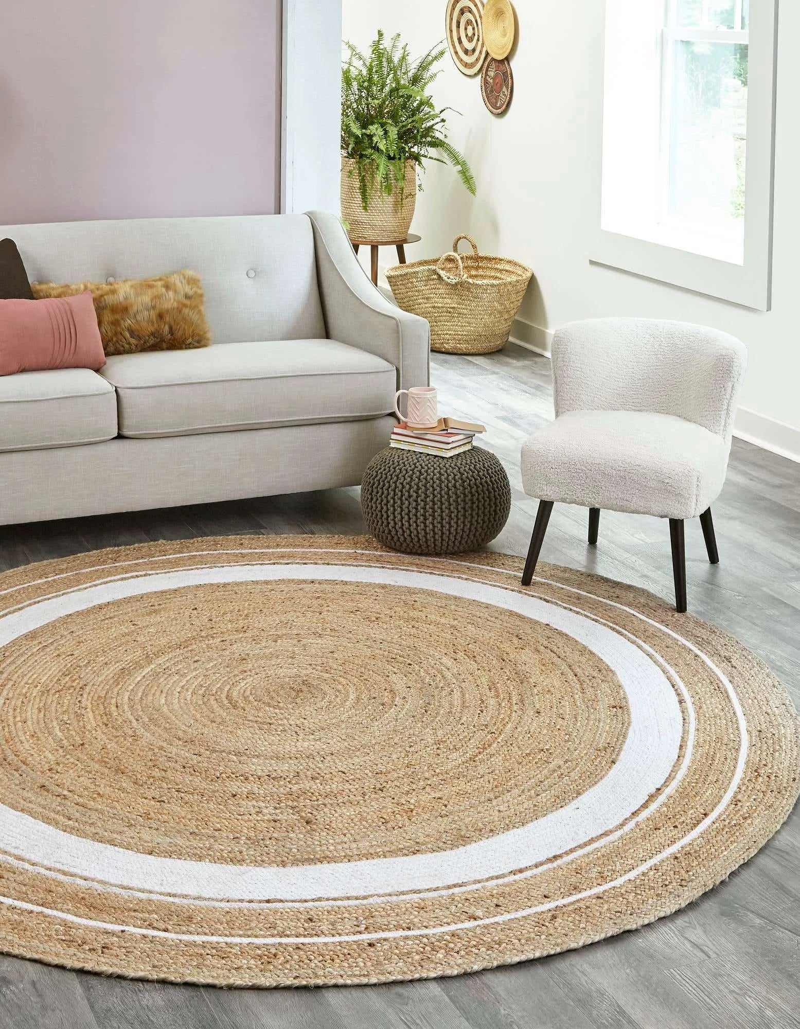 Istanbul Natural Beige White Carpet (Round)