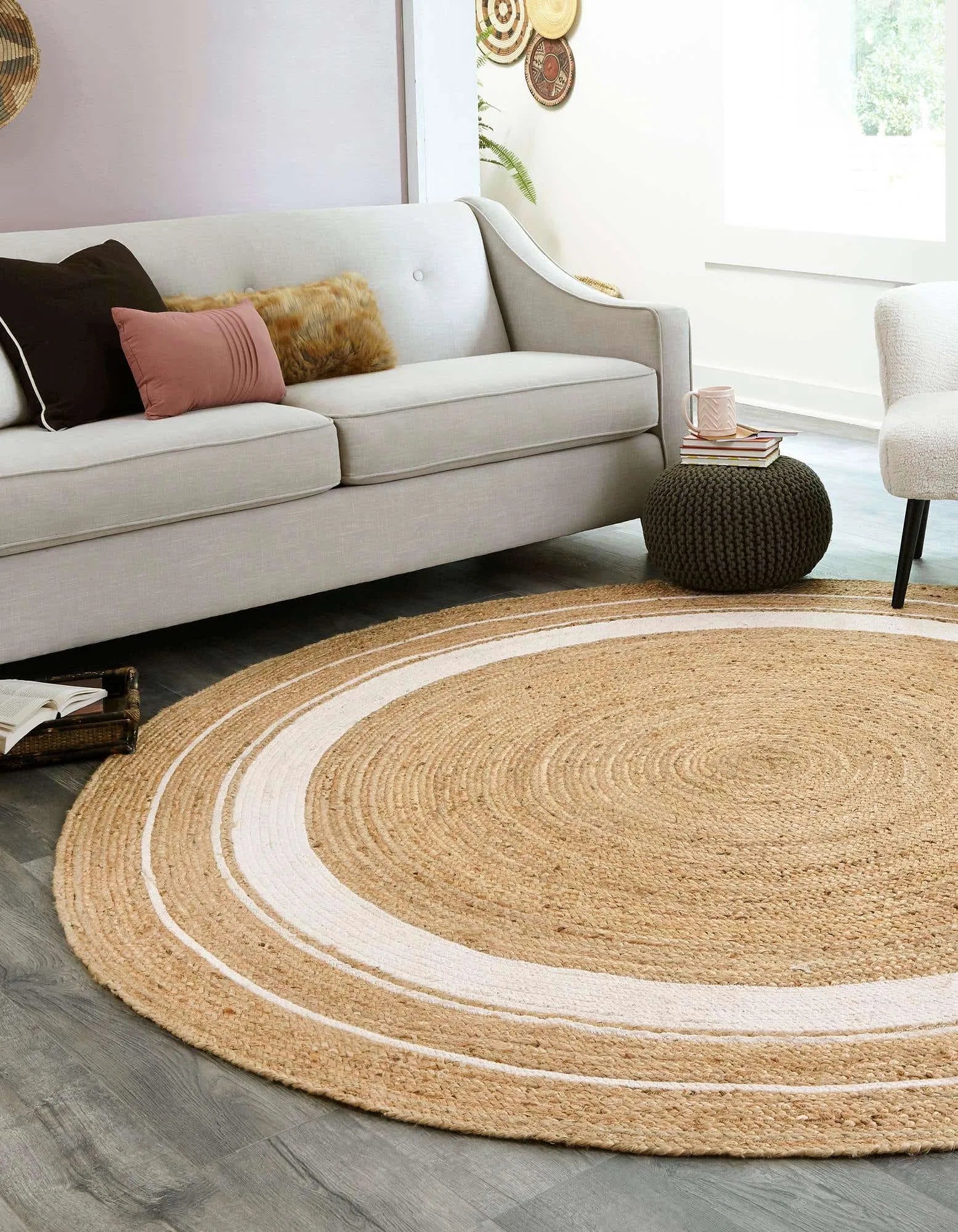 Istanbul Natural Beige White Carpet (Round)