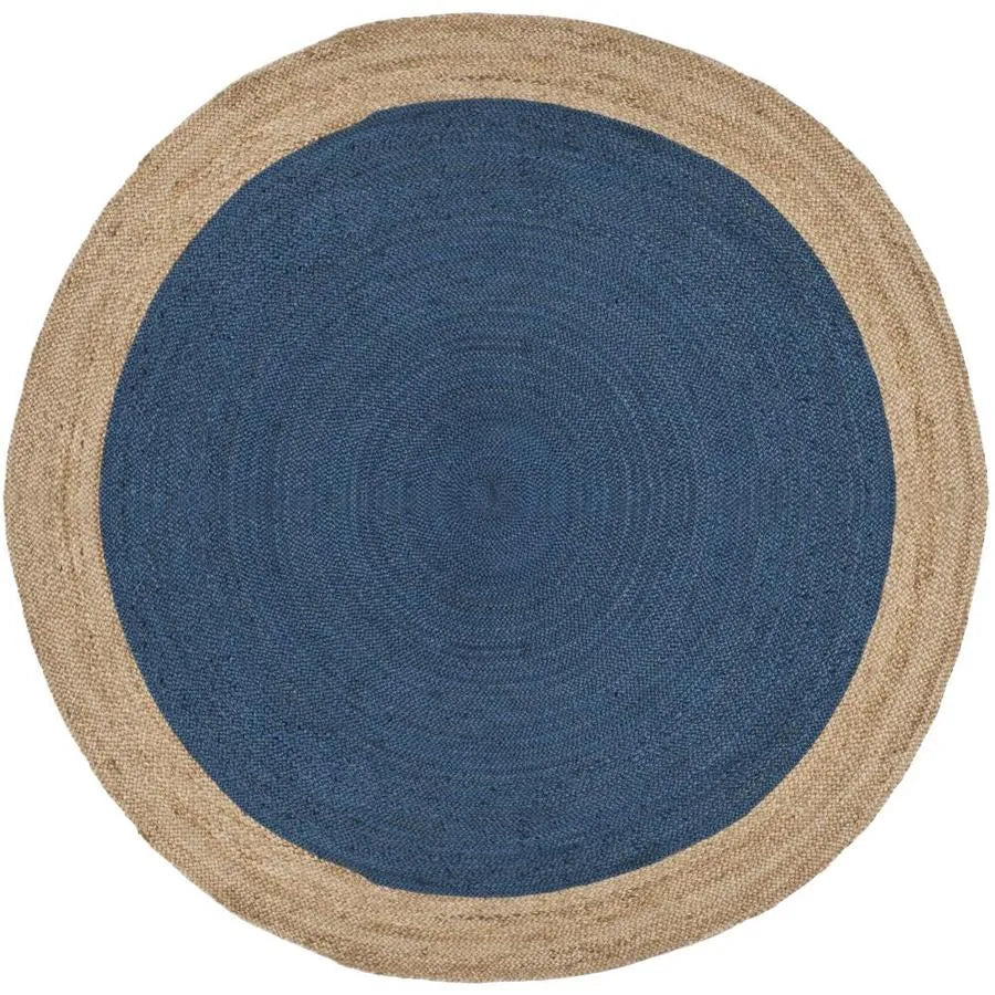 Antalya Natural Beige, Navy Blue Carpet (Round)