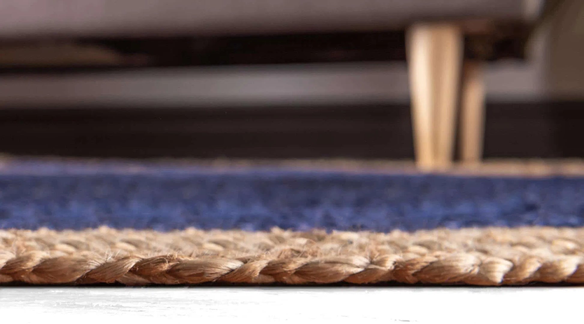 Antalya Natural Beige, Navy Blue Carpet (Round)