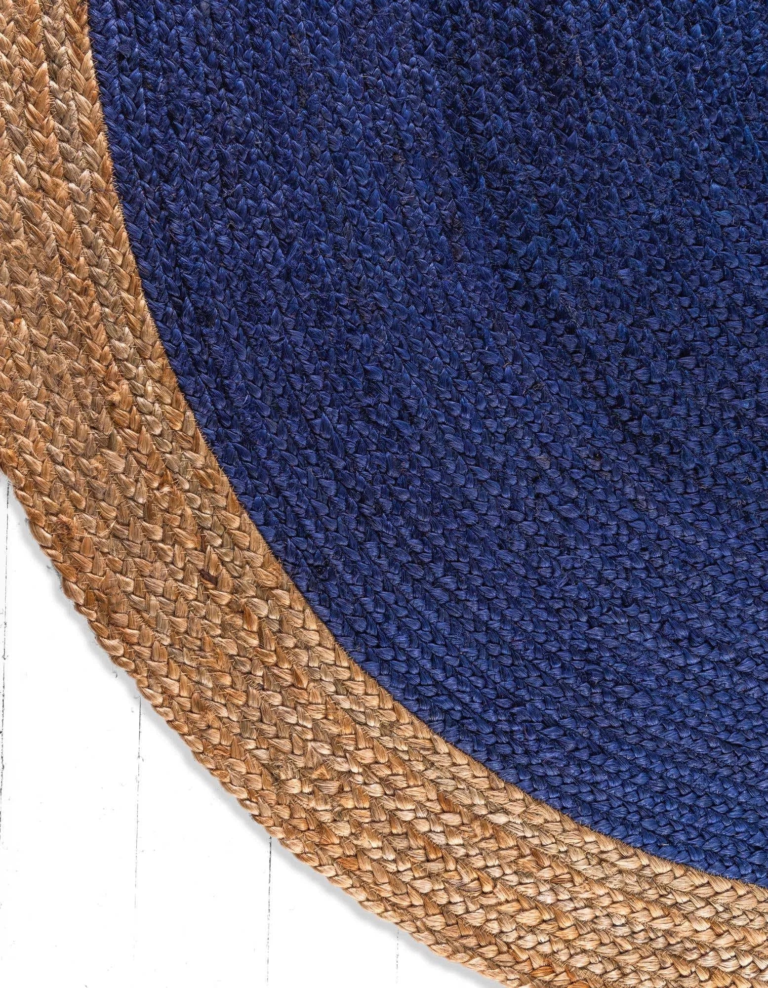 Antalya Natural Beige, Navy Blue Carpet (Round)