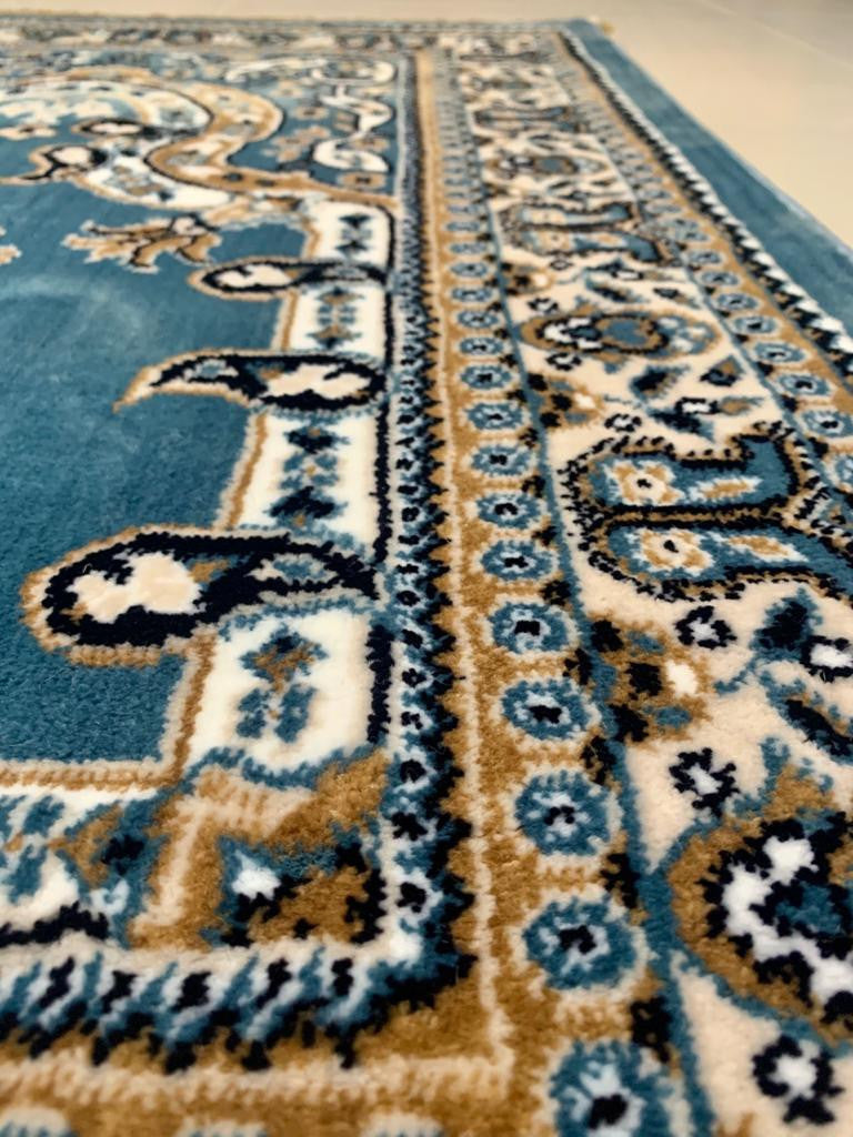 Prayer Mat Teal-Blue-Medium Pile 80 x 125 cm (2.6 x 4.1 ft)