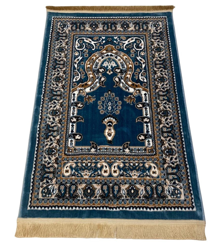 Prayer Mat Teal-Blue-Medium Pile 80 x 125 cm (2.6 x 4.1 ft)