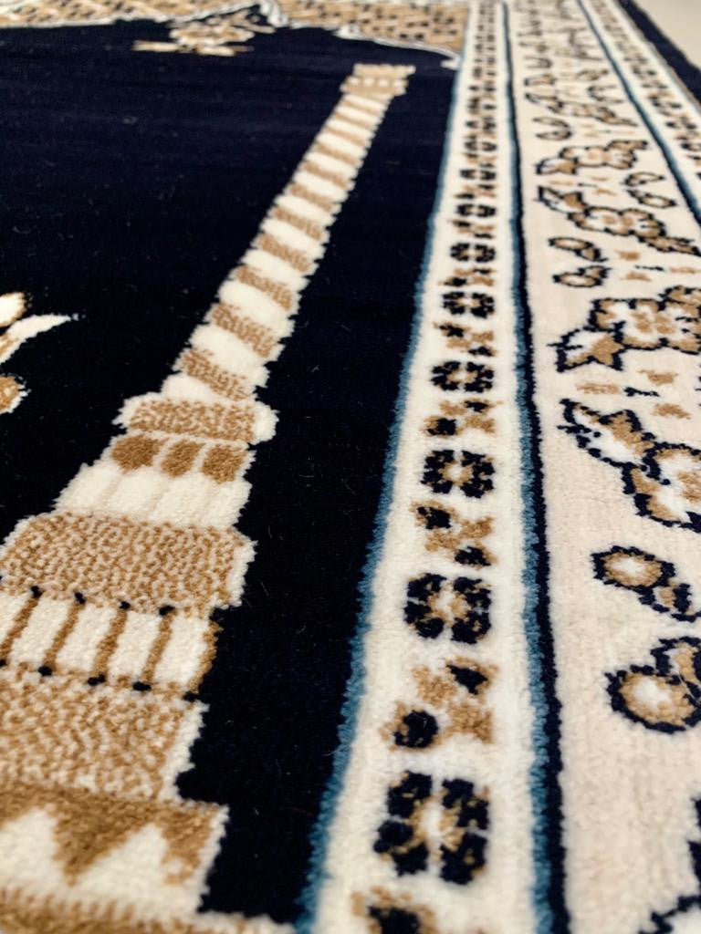 Prayer Mat Navy-Blue-Medium Pile 80 x 125 cm (2.6 x 4.1 ft)