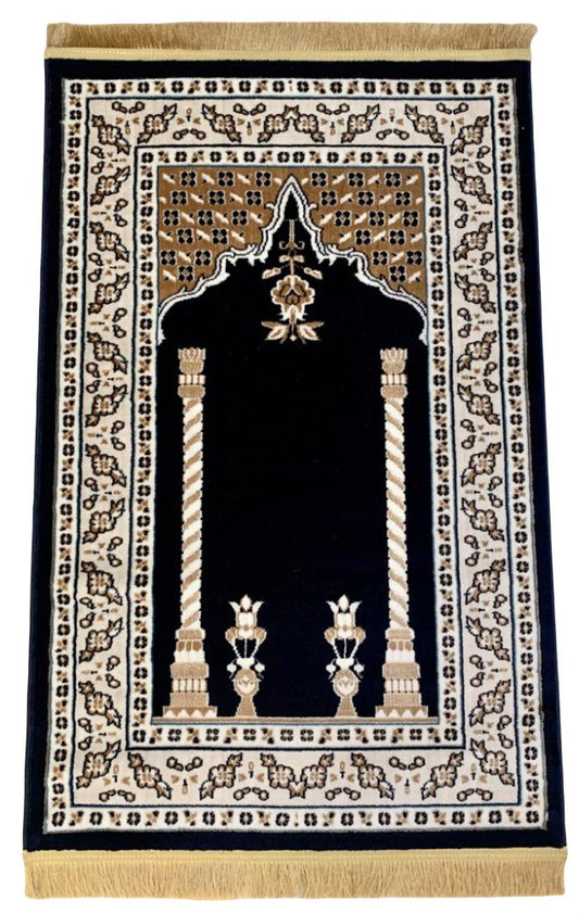 Prayer Mat Navy-Blue-Medium Pile 80 x 125 cm (2.6 x 4.1 ft)