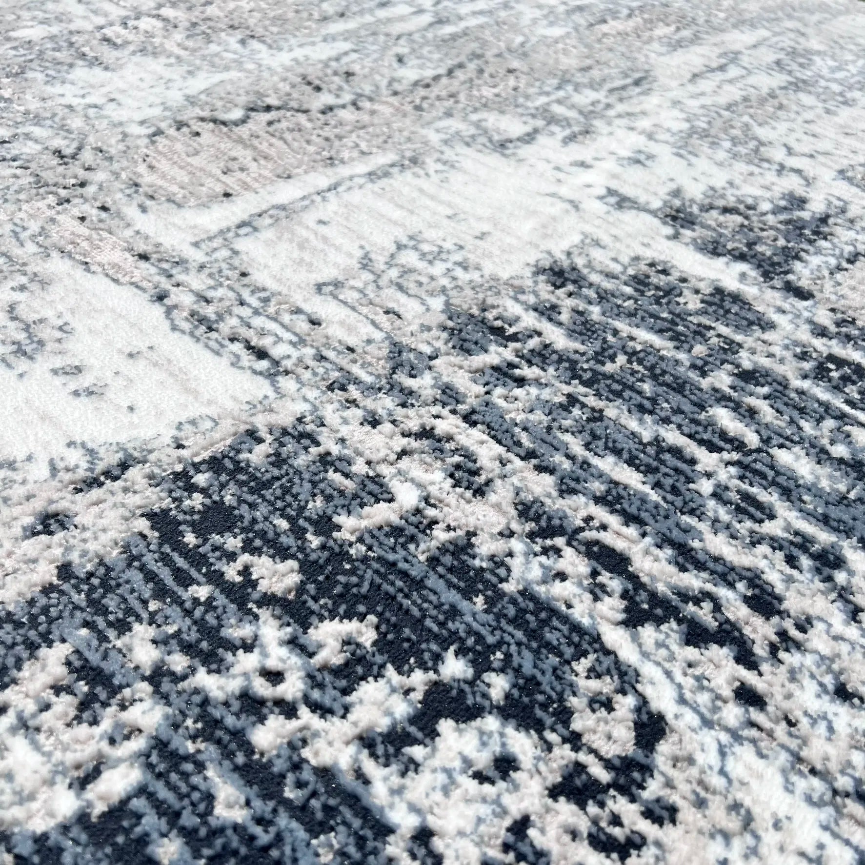 Shatha Beige, Navy Blue Carpet (Runner)