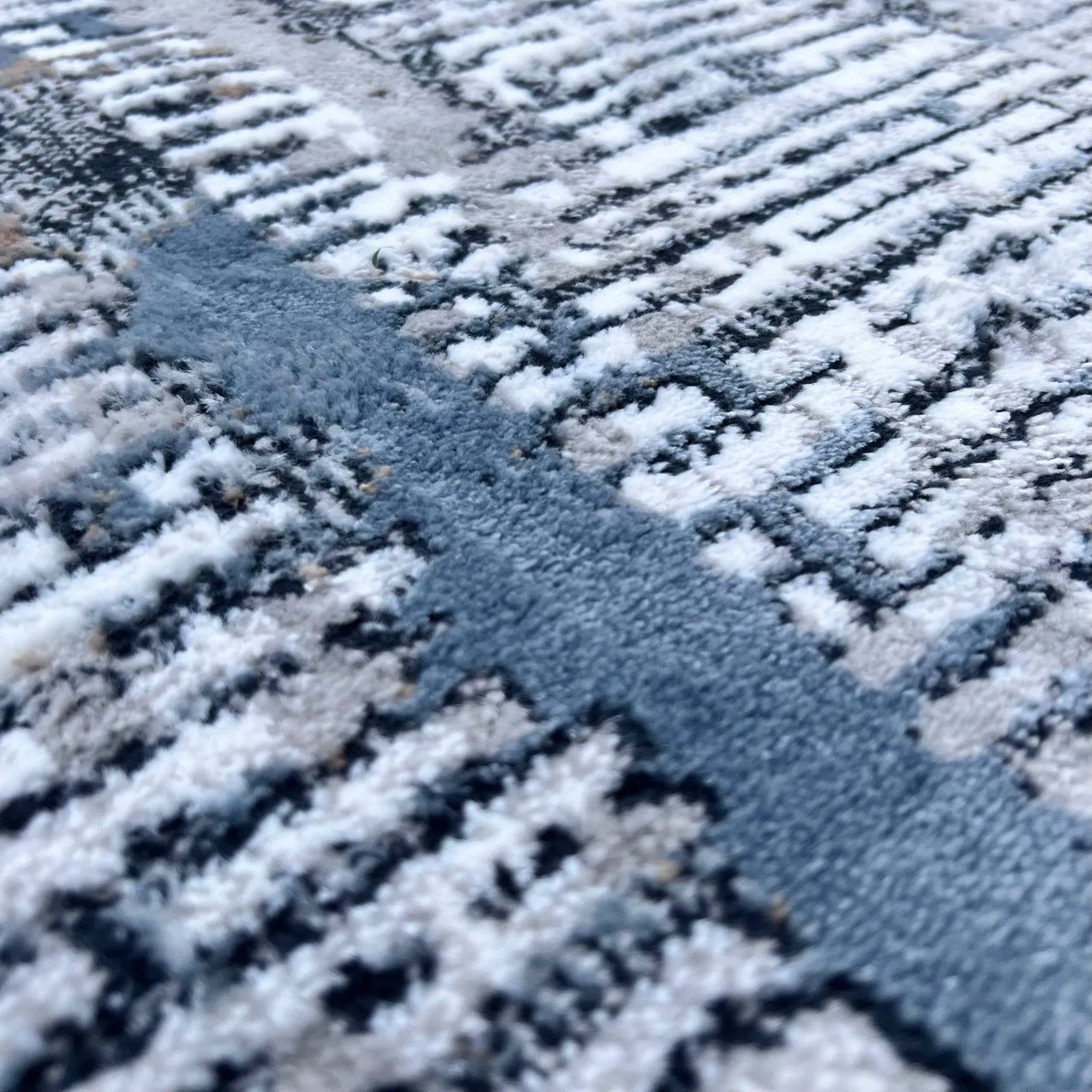 Infinity Grey Navy Blue Carpet (Round)