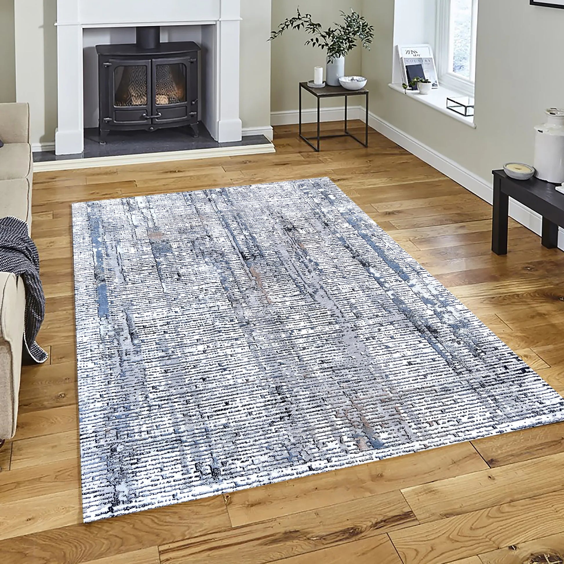 Infinity Grey Navy Blue Carpet (Rectangle)