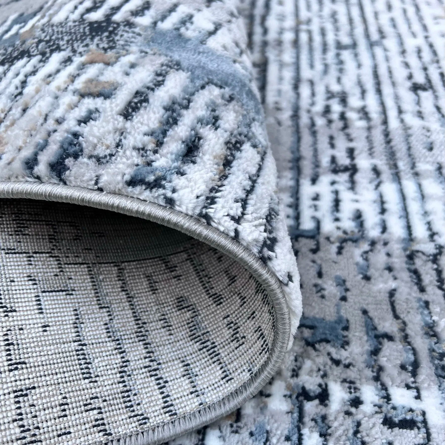 Infinity Grey Navy Blue Carpet (Runner)