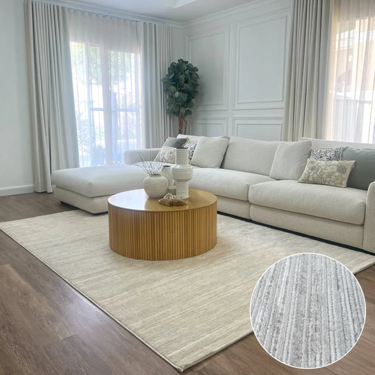 Leno Beige, White Carpet (Runner)