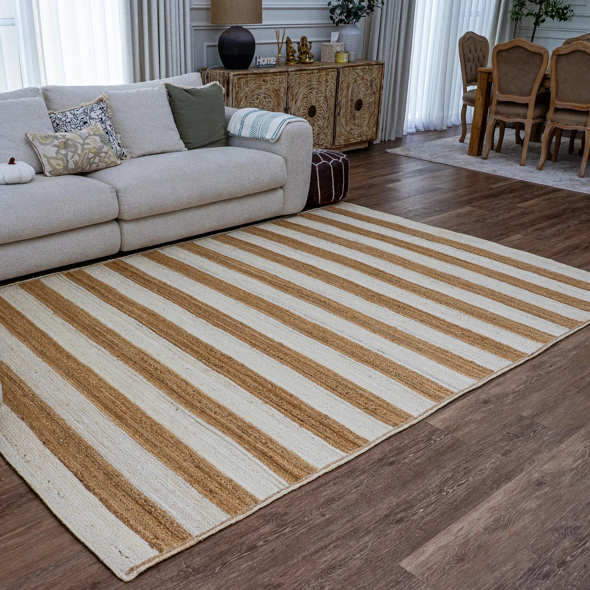 Lavrio Natural Beige, White Carpet (Runner)
