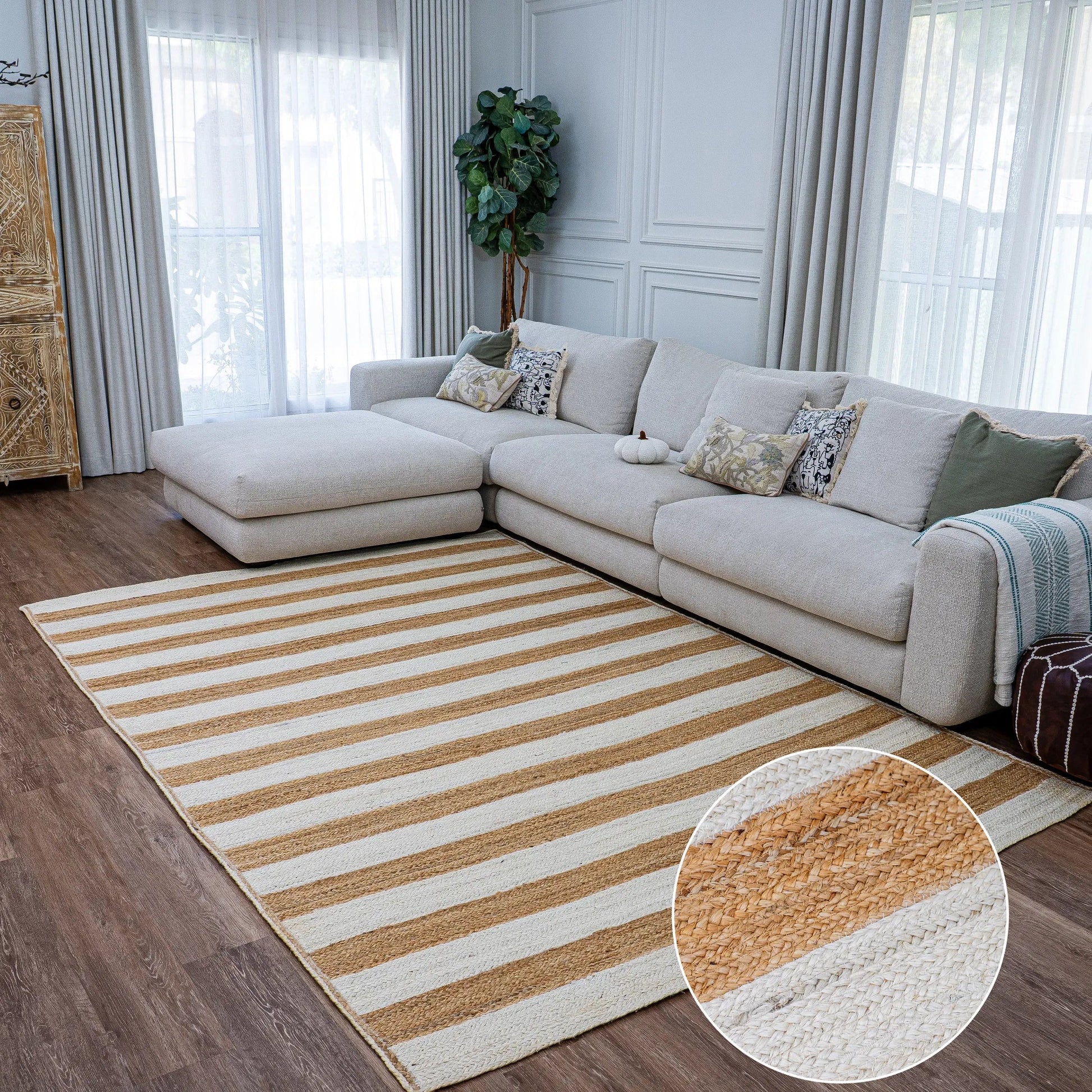 Lavrio Natural Beige, White Carpet (Runner)