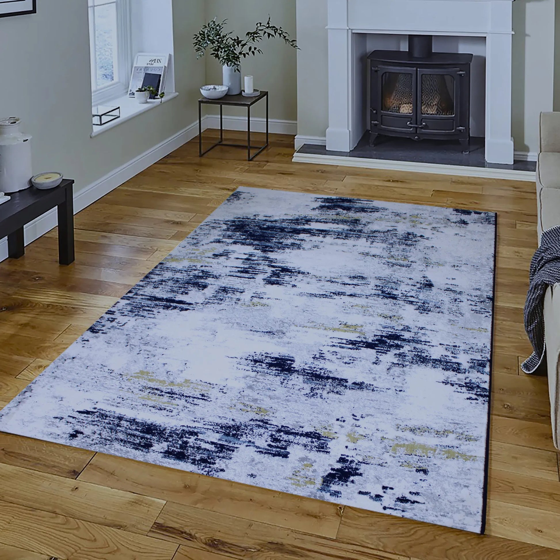 Zeus Grey, Navy Blue Carpet (Rectangle)