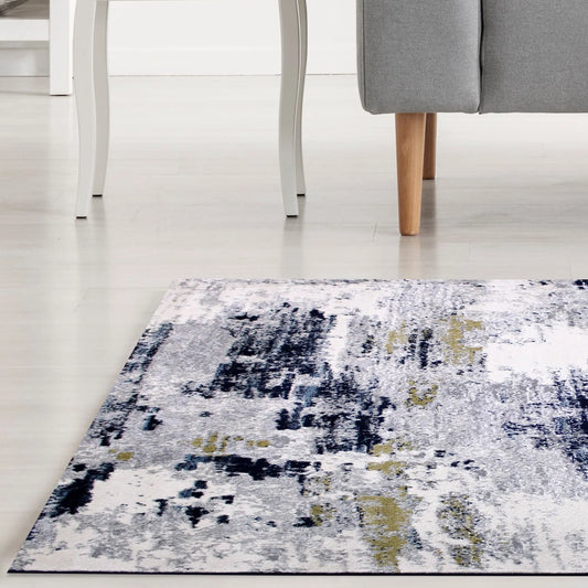 Zeus Grey, Navy Blue Carpet (Runner)