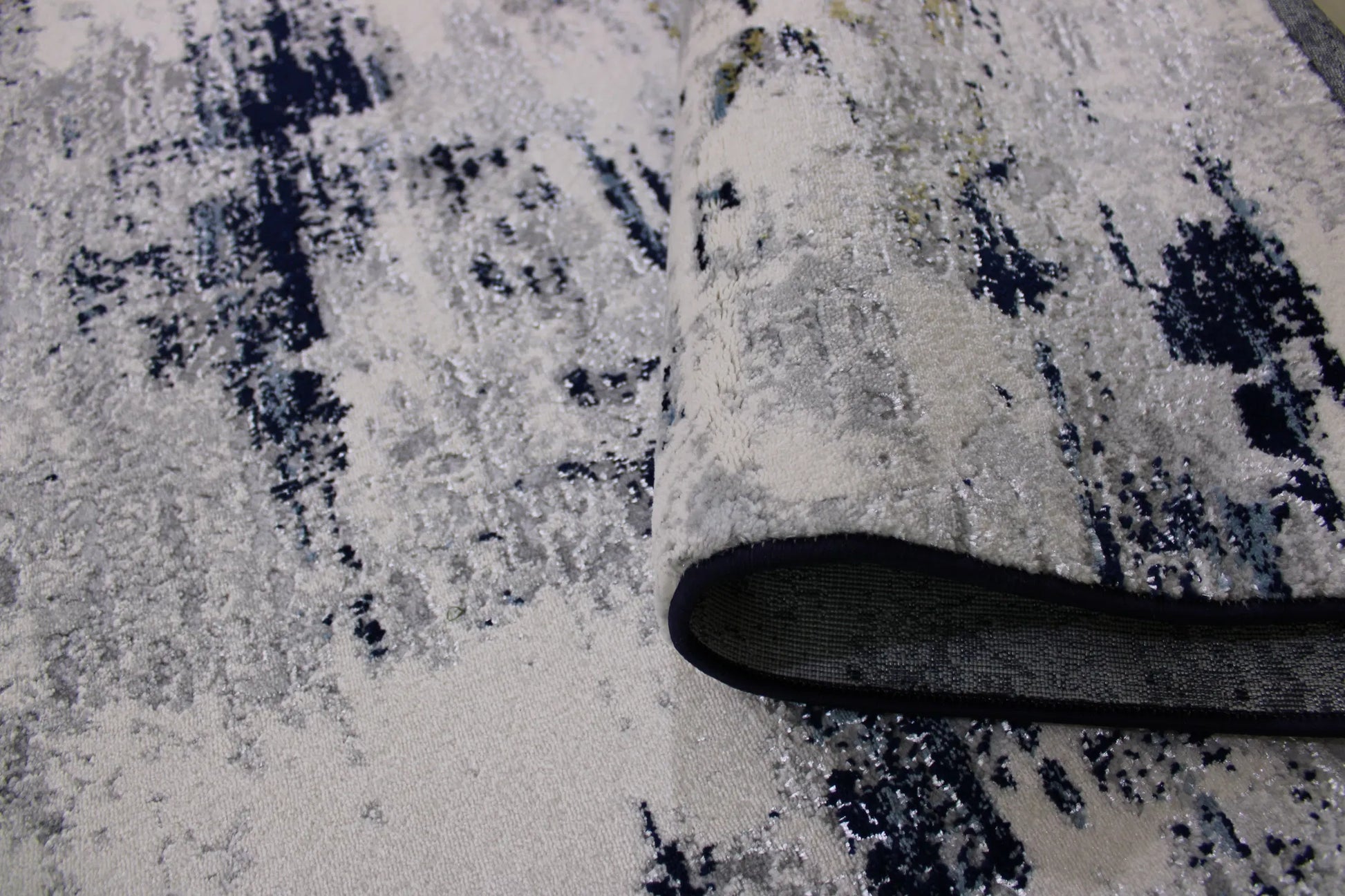 Zeus Grey, Navy Blue Carpet (Runner)