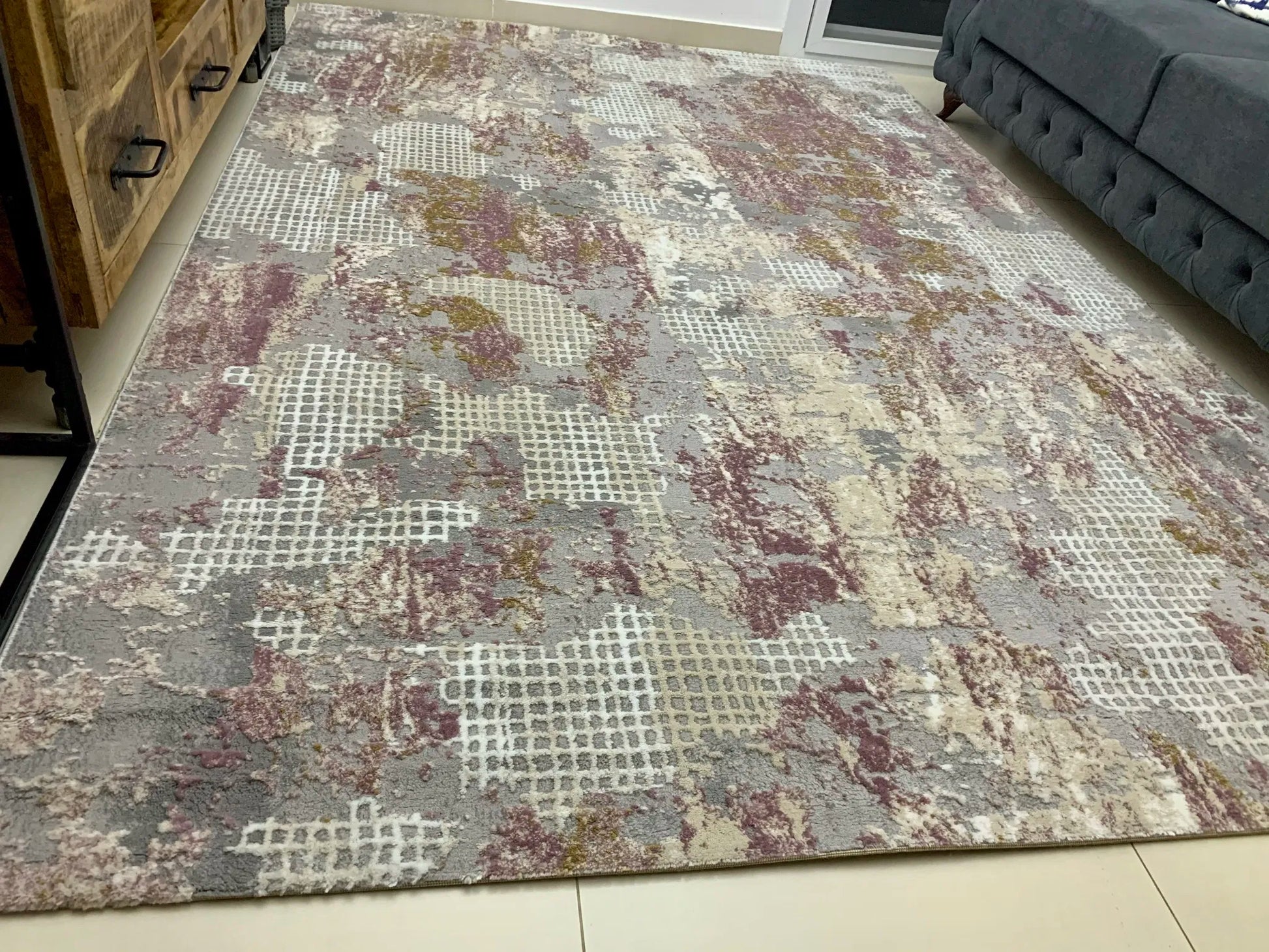 Diana Grey Pink Carpet (Rectangle)