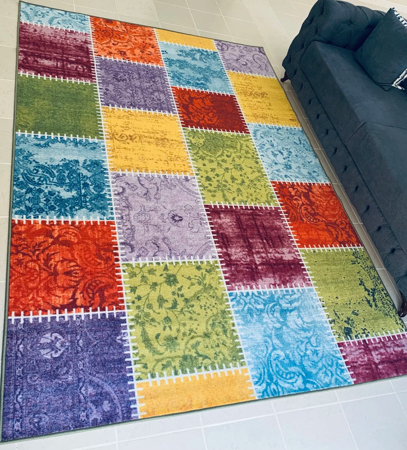 Rainbow Multi-Coloured Carpet (Rectangle)