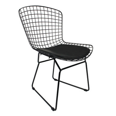 Dining Chair Black Metal Wire with Cushion