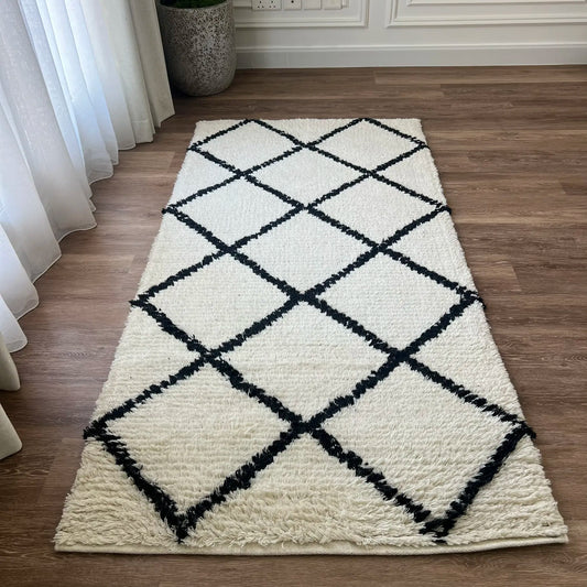Pure Wool Carpet Meknes White (Runner)