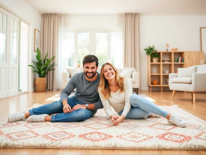 Happy customers choosing their perfect carpet